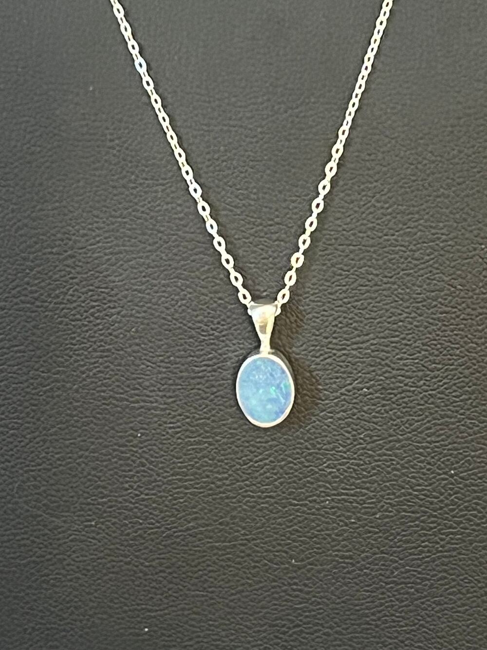Sterling silver Australian boulder black opal pendant necklace